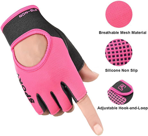 HinyBoeh Workout-Gloves for Men & Women - Fingerless Gym Gloves with Non-Slip Palm Breathable Lightweight