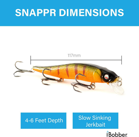 Snappr Natural Robotic Swimming Lure, Mega 117mm, Rechargeable LED Light for Bass Fishing