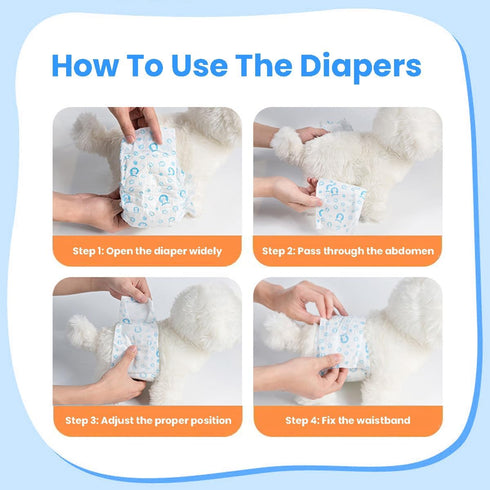 Jaoruizer 90 Count 11-16.5 inch Dog Diapers Male, Disposable Small Male Dog Wraps Super Absorbent Puppy Doggie Diapers