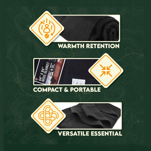64" 84" 4-lb. 80% BI64845BK SE Black x Warm Blanket with Wool