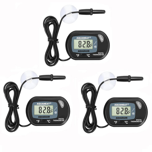 AQUANEAT Aquarium Thermometer, Digital Fish Tank Temperature Test, Large LCD Display (3 Packs)