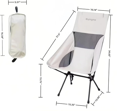 Generic 3.4lbs Folding Lawn Portable Chair, Heavy Duty Camping Chair for Adults, Compact Outdoor Folding Seat, White