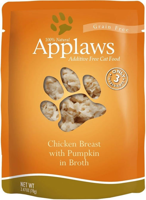 Applaws Canned Cat Food Pouch, Chicken and Pumpkin, 2.4oz