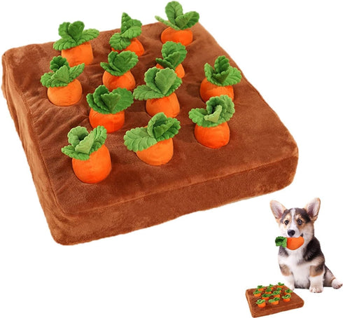 Generic 2 1 Carrot Snuffle Mat for Dogs, Novelty Dog Puzzle Toys Sniff Mat, Interactive Carrot Plush Dog Toys