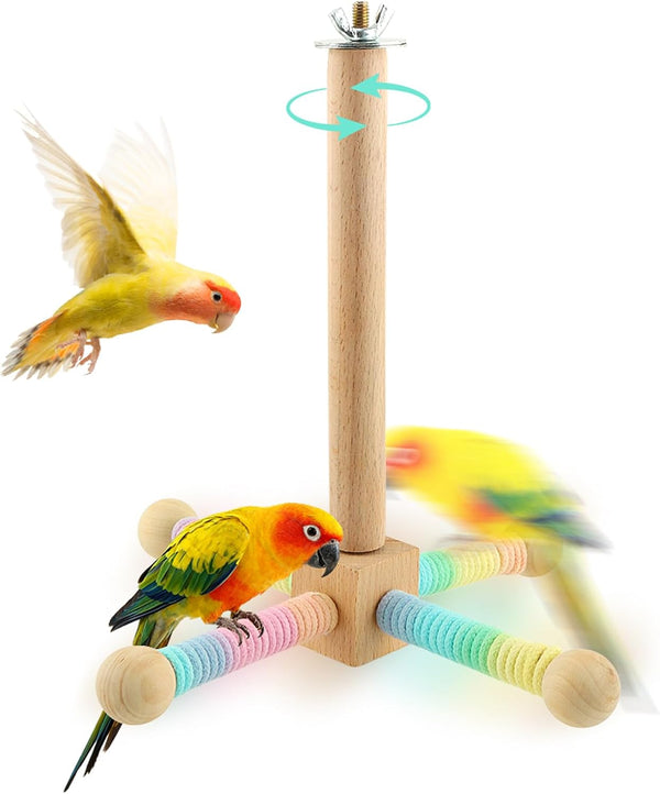 Yuanfenron Parrot Spinning Windmill Perch, Bird Toy Rotating Stand for Parakeets, Cockatiels, Budgies