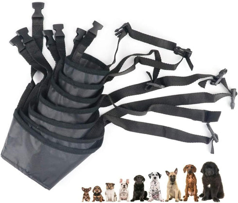Idepet 7PCS Adjustable Dog Muzzles - Anti-Biting Barking Muzzles for Small, Medium, Large & Extra Dogs