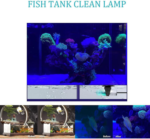3W Submersible Aquarium Blue Light, Waterproof Lamp with Timer for Fish Tank & Sump Swim Pool