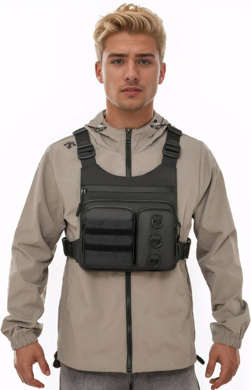 Lightweight Outdoor Chest Bag for Men, EDC Pack with Water Bottle Pocket for Hiking, Cycling