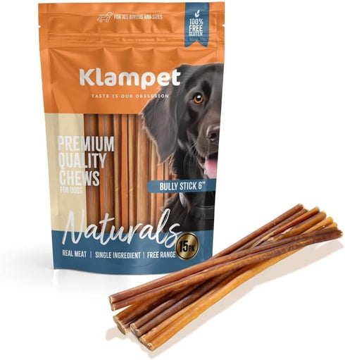 6" (15 Pack) 100% (6" (15 Pack)) Bully Sticks for Dogs Natural Single-Ingredient Beef Dog Chews Long-Lasting, Low Odor