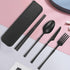 MaoMaoCha Set Reusable Travel Utensils with Case, Wheat Straw Portable Plastic Fork Spoon Knife Chopsticks Camping