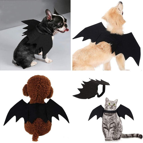 Cat Halloween Costume with Bat Wings, Pet Apparel for Halloween Party Dress Up for Cats and Small Dogs