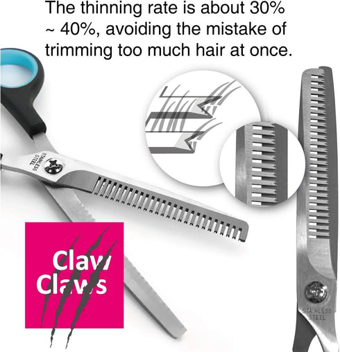 7 inch Thinning Scissors with 26-Teeth Stainless Steel Blades for Home Hair Cutting