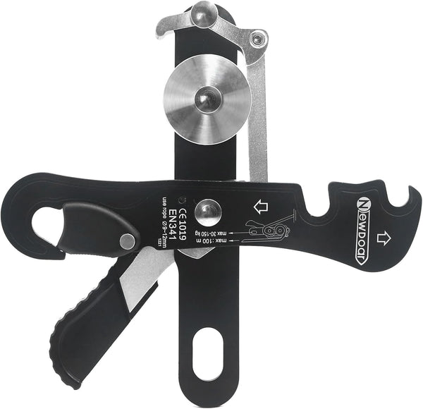 NewDoar Climbing Stop Descender Rappelling Belay for Ropes 10-12mm, CE Certified for Novices, Rescue & Arborist