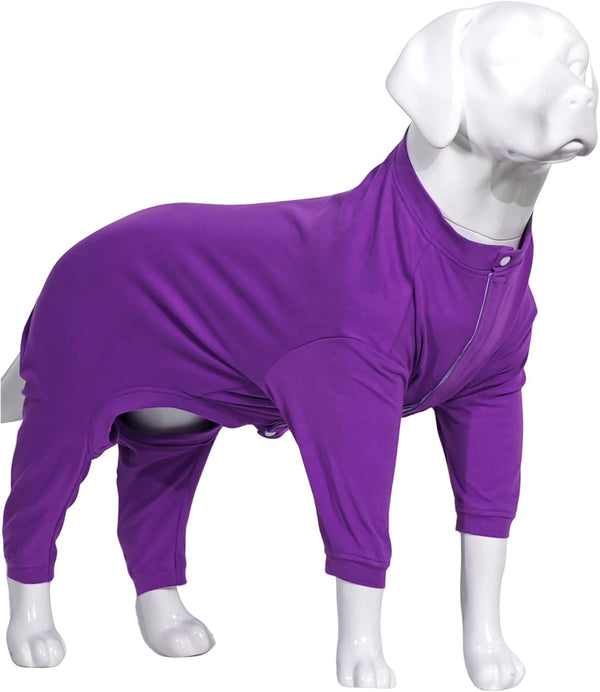 Lovelonglong Dog Pajamas - Lightweight Pure Cotton Jumpsuits for Large Medium Small Dogs, Stylish PJS, Purple S
