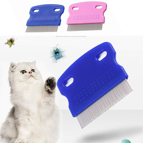 qiangXINGYai 3Pcs Grooming Kit with Handle: Flea Remover Combs for Long Hair Dogs and Cats (Random Color)