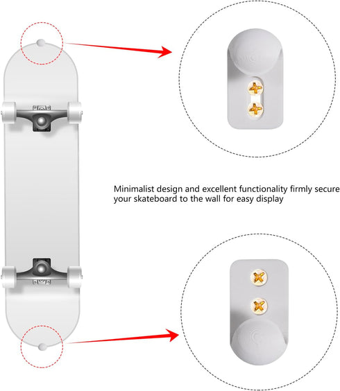 Vertical Skateboard Holder - 1 Pair Wall Mount Hanger for Deck Display and Storage