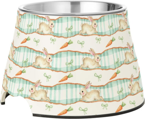 BOESI 8.5 Oz, Cute Rabbit and Carrot Stainless Steel Pet Bowl, Pet Feeder with Removable Non-Slip Base, Suitable
