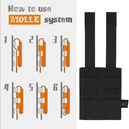 KRYDEX Molle Double Pistol Mag Pouch, Speed Magazine Holder for 9mm .45 .40