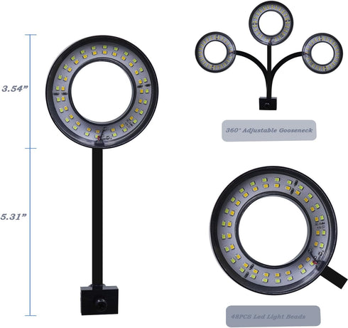 Upgraded Clip On LED Light for Fish Tank, Small USB Light with Dimmer for 1 to 5 Gallon Tanks