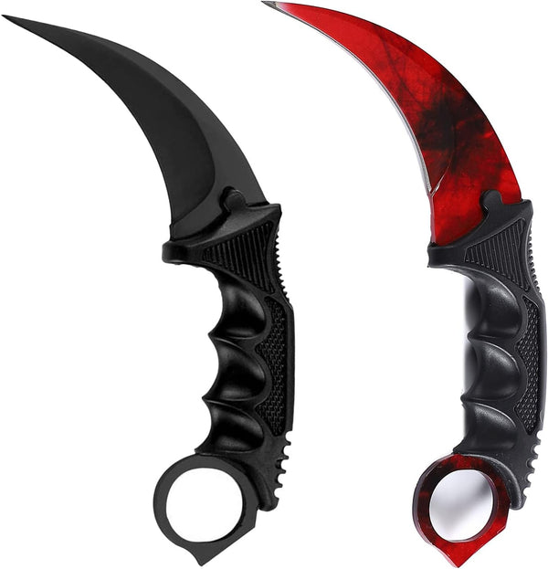 Karambit Knife Fixed Blade Tactical Camping Tool - 2 Pieces Stainless Steel Outdoor Hunting Knife with Sheath and Cord