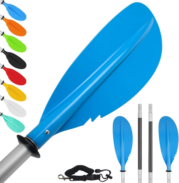 Kayak Paddle, 88in 4 Pieces Boat Oars, Heavy Duty Aluminum Alloy Shaft, Lightweight Detachable Adjustable Fishing Kayak