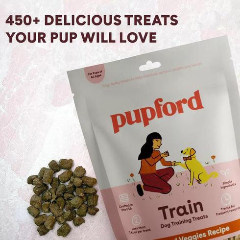 Freeze Dried Training Treats for Dogs & Puppies, Pupford 240+ Four Ingredient Bites (Duck & Veggies, 5 oz)