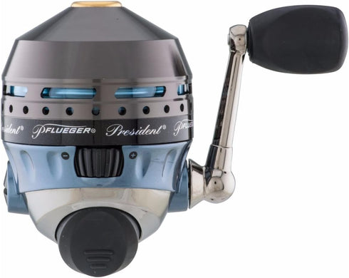 Pflueger President Spincast Reel, Size 10 Fishing Reel, Right/Left Handle, Aluminum Spool, Dial Drag System, Blue