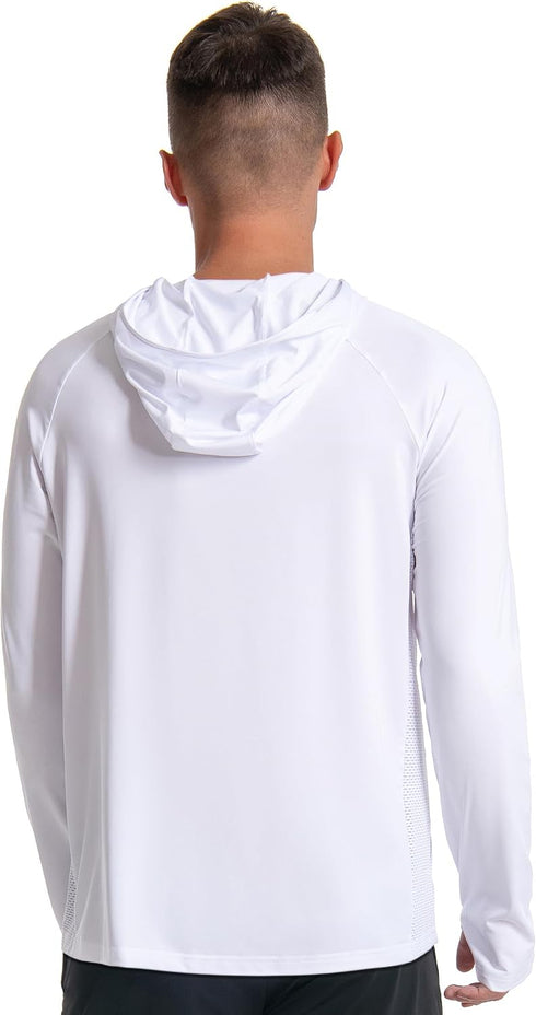 50+ Men's Sun Protection Hoodie UPF Fishing Long Sleeve Rash Guard Shirt SPF UV Protection T-Shirt Lightweight