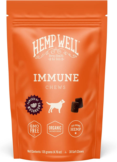 Hemp Well Immune - Allergy Support Dog Soft Chews, Long Lasting Relief for Seasonal Allergies, Organic (30)