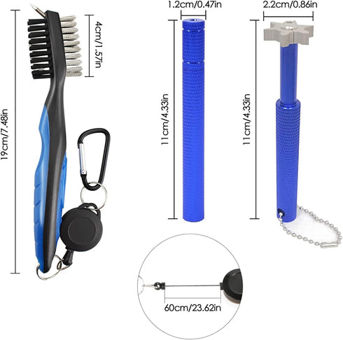 VIPMOON Golf Club Groove Sharpener Tool, Brush & Cleaner with Retractable Carabiner, for Wedge & Irons, U & V-Grooves