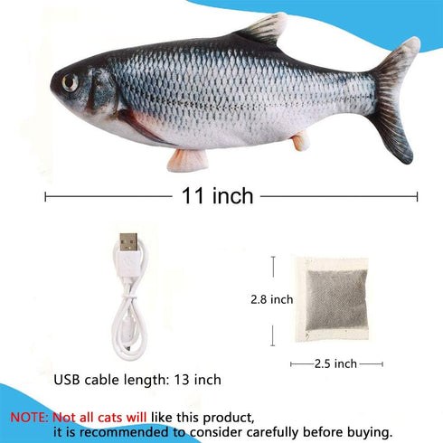 Tocirelo Flopping Fish Cat Toy with Catnip, 11" Electric Plush Wiggle Fish for Indoor Cats, Kicker Dog Toy