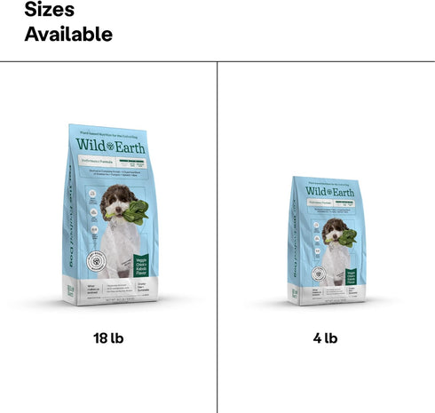 Wild Earth Vegan Dry Dog Food, 4lb Bag - Performance Formula, Plant-Based Vegetarian Kibble, Wheat-Free