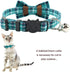 Cat Collar Breakaway with Bell and Bow Tie, Adjustable Plaid Design for Kittens, 6.8-10.8in, Cyan-Blue