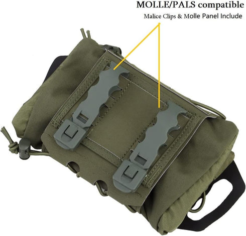 Tactical Military Pouch MOLLE, Rapid First-aid Belt Pouch, Survival Two-piece System Med Roll Carrier