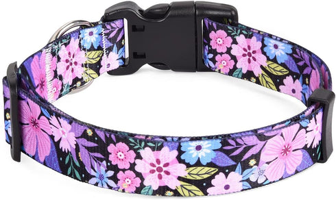 Dog Collar with Bohemia Floral Tribal Patterns, Soft Adjustable Ethnic Style Collar for Small Medium Large Dogs (Floral