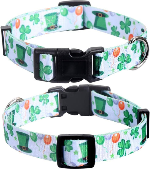 2 Pack St. Patrick's Day Dog Collar, Adjustable Four Leaf Clover for Small Dogs