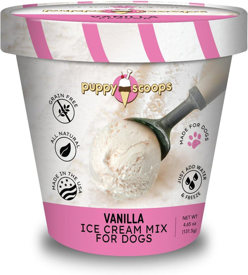 Dog Ice Cream Mix, Vanilla Flavor, 4.65 oz - Just Add Water and Freeze at Home, Made in USA
