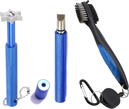 VIPMOON Golf Club Groove Sharpener Tool, Brush & Cleaner with Retractable Carabiner, for Wedge & Irons, U & V-Grooves