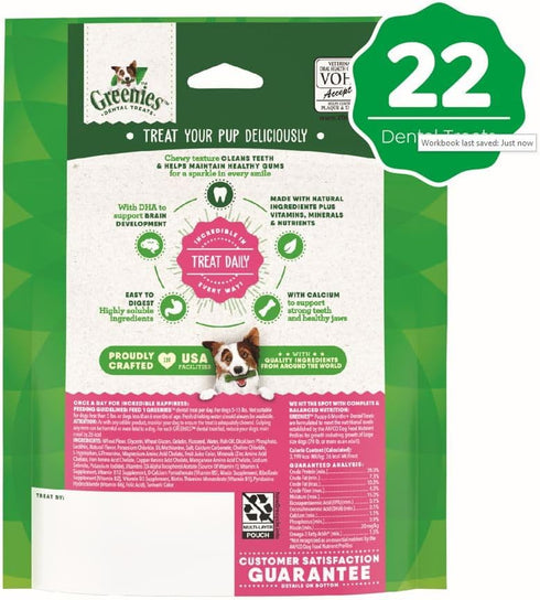 Greenies Puppy Teenie Size Natural Dental Dog Treats, 6 oz. Pack (22 Treats)