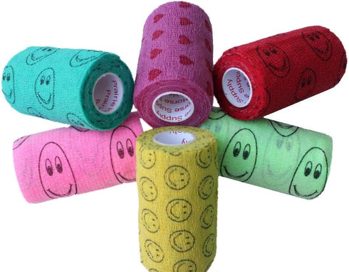 Prairie Horse Supply Vet Wrap Tape - 3 Inch Bulk (Assorted Patterns) Pack of 6 Self Adhesive Bandage