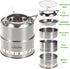Camp Stove, Ohuhu Camping Stove Wood Burning Stove Stainless Steel Mini Portable Backpacking Survival Stoves for Picnic BBQ Camping Hiking Cooking Emergency with Grill Grid Carry Bag