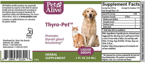 PetAlive Thyro-Pet - All Natural Herbal Supplement for Normal Thyroid Function in Dogs and Cats