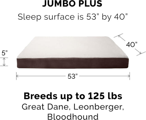 Furhaven Replacement Dog Bed Cover, Sherpa & Suede Mattress, Machine Washable, Espresso, Jumbo Plus (XX-Large)