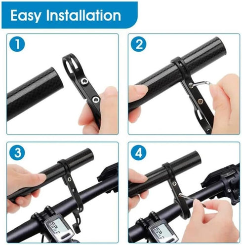 RIIPOO Aluminum Alloy Bike Handlebar Extender, 11.8" Dual Bracket for Mountain Cycling, Secure Mount for Lights