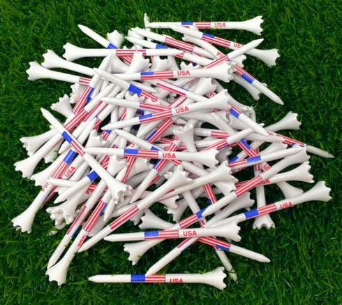NorthPointe USA American Flag 3 ¼” Plastic Golf Tees - 100 Patriotic Tees in Bulk