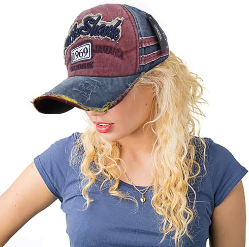 Vintage Baseball Cap - Denim Cotton Frayed Edge Sunhat Adjustable Unisex