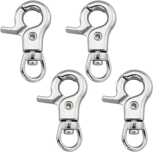 Snap Hook DGHAOP, 4pcs Zinc Alloy 30mm Key Chain Snap Hook for Pets Cage Hook, Silver Tone