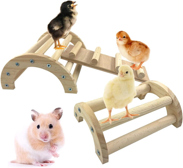 Chicken Perch Roosting Bar Jungle Gym Wooden Arch Bridge Platform Stand Ladder