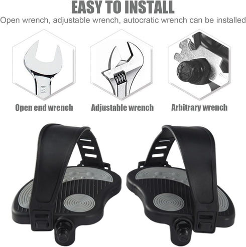 CurcKua 2Pcs 1/2 Exercise Bike Pedals Long Shaft Stationary Bike Pedals with Adjustable Strap Non-slip Universal