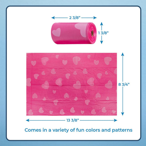 Best Pet Supplies Dog Poop Bags (150 Bags) for Waste Cleanup, Leak Proof, Pink Heart